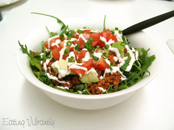 Raw taco salad ready