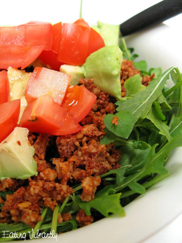 Raw taco salad tomato avocado