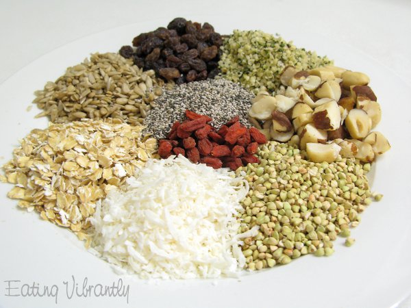 Homemade raw muesli ingredients